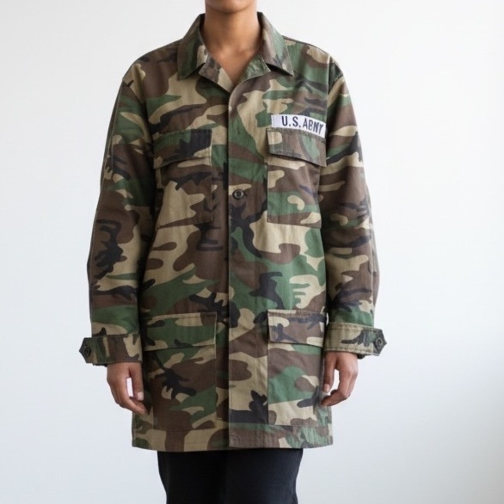 Womens US Army Camouflage Button Up Jacket Collared Military‎ Small NWT